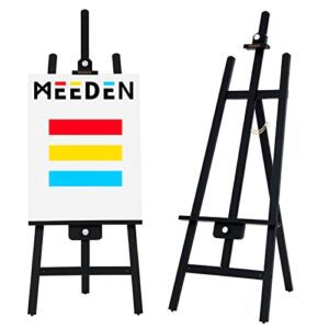 MEEDEN Wooden Easel Stand for Painting Adjustable, Max Height 63″, Holds Canvas up to 48″ Wood Art Easel for Adults, Wood Artist Easel for Painting , Standing Easel for Adults , Painter’s Easel Black