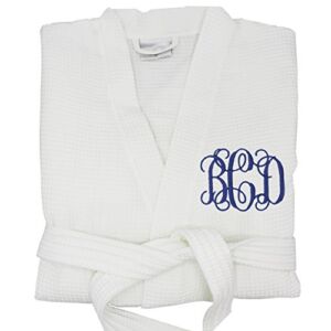 Personalized Waffle Bridesmaid Kimono Robe – Wedding Bridal Party Robes – Women’s Bathrobe – Custom Monogrammed (One Size (S/M/L), White)