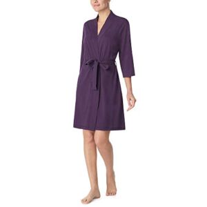 Nautica Women’s 100% Cotton Jersey Robe, Eggplant, S