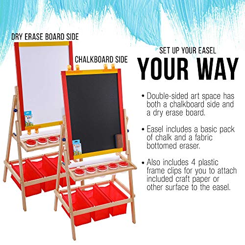 U.S. Art Supply Flip-Over Children’s Double-Sided Paint and Drawing Art Easel Board with Chalkboard, Dry Erase Board, Paper Roll, 3 Storage Bins, 5 No-Spill Cups, Chalk – Kids Toddlers Write Have Fun | The Storepaperoomates Retail Market - Fast Affordable Shopping