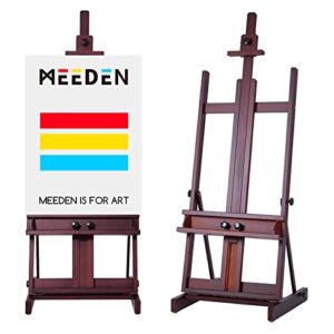 MEEDEN Walnut Large H- Frame Studio Easel, Solid Beech Wood Easel for Heavy Duty, Adjustable Floor Easel, for Acrylic, Watercolor, Oil Painting, Doing Pastel, Portrait Work, Hold Canvas up to 78″