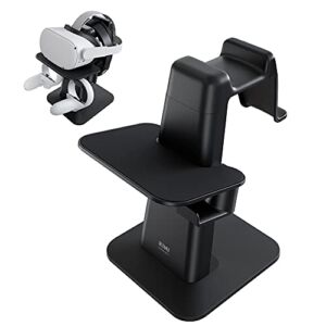 KIWI design VR Stand Accessories Compatible with Quest 2/Rift S/Valve Index/HP Reverb G2/Quest/PSVR 2/ Pico 4 VR Headset and Touch Controllers (Black)