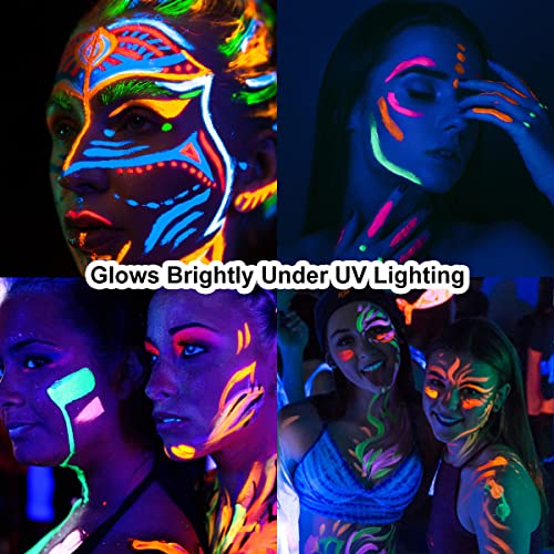 LATIBELL Water Activated UV Face Body Paint Set with 1 Makeup Brush, Black Light Reactive Neon Fluorescent Face & Body Paint Makeup Kit for UV Party Halloween, Water Activated Eyeliner – 12 Colors | The Storepaperoomates Retail Market - Fast Affordable Shopping