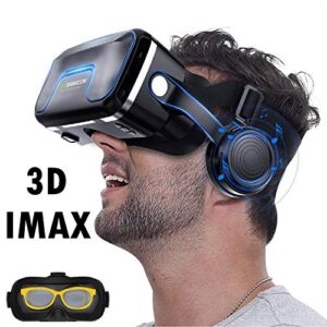 VR Headset/Goggles, Virtual Reality Glasses w/ 3D HiFi Headphones for 3D Movie Video Game Compatible for iOS iPhone 13 12 11 Pro Max X S R 8 7 6 S Plus, Android Samsung Galaxy S20 S10 S9 S8 Edge