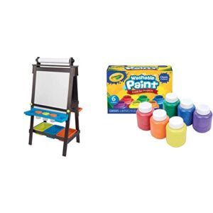 KidKraft Wooden Storage Easel – Espresso, Gift for Ages 3+ 25.2 x 23.2 x 47.6 & Crayola Washable Kids Paint, 6 Count, Painting Supplies, Gift, Assorted
