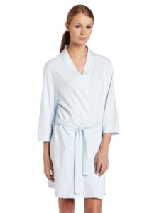 Seven Apparel 00132 Hotel Spa Collection Kimono Knit Cotton Robe, Sky Blue, One size fits most