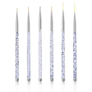 Sibba Water Activated Eyeliner Brush Applicators Eye Makeup Angled Fine Point Plastic Wands Halloween Cosmetic Tool Small Palette Liner Micro Thin Eyebrow Set Nail Art Painting Pen (6 Pcs Transparent)