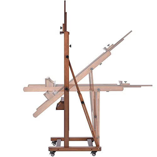 MEEDEN Extra Large H-Frame Studio Easel – Solid Beech Wooden Artist Professional Heavy-Duty Easel, Painting Art Easel Stand with 4 Premium Locking Silent Caster Wheels, Hold Max 82″, Walnut | The Storepaperoomates Retail Market - Fast Affordable Shopping