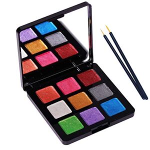 Bowitzki 9 Colors Sparkling Water Activated Eyeliner Retro Hydra Eye Liner Cake Aqua Makeup Metallic Pearly Shimmer Long Lasting Face Body Paint Palette