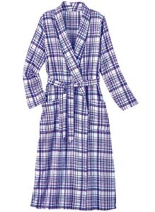 AmeriMark Women’s Ankle Length Long Sleeve Flannel Robe with Pockets Concord 1X