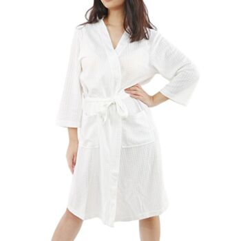 uxcell Women’s Turkish Cotton Lightweight Soft Warm Spa Waffle Kimono Short Robe Snow White M | The Storepaperoomates Retail Market - Fast Affordable Shopping