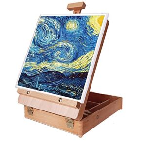 VOCHIC Tabletop Easel for Painting Wooden Sketchbox Adjustable Easel Stand Tabletop Art Easel Desktop Painting Easel for Kids Adults