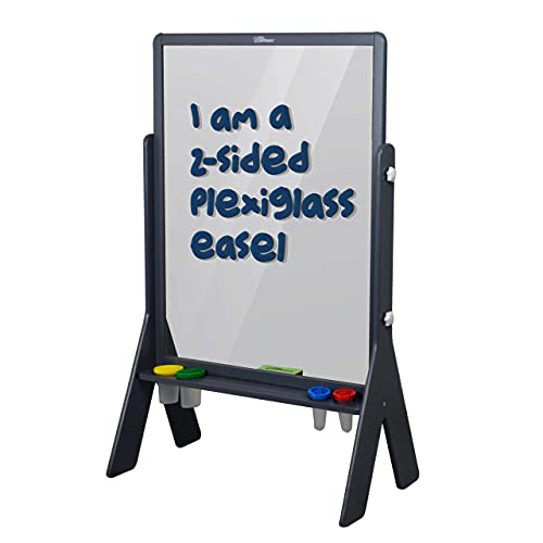 Peek-A-Boo Art Easel by Little Partners | Two Sided Plexi Glass Paint Easel, Easy Erase Acrylic Easels Board – with Paper Holder and 4 Paint Containers (Earl Grey) | The Storepaperoomates Retail Market - Fast Affordable Shopping