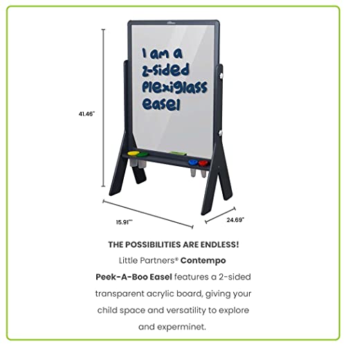 Peek-A-Boo Art Easel by Little Partners | Two Sided Plexi Glass Paint Easel, Easy Erase Acrylic Easels Board – with Paper Holder and 4 Paint Containers (Earl Grey) | The Storepaperoomates Retail Market - Fast Affordable Shopping