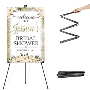 Folding Easel for Wedding Sign Display Adjustable Metal Easel Display Stand for Welcome Sign 63” Tall Display Easel Artist Easel Folding Easel for Display Wedding Sign Instant Display Easel Stand