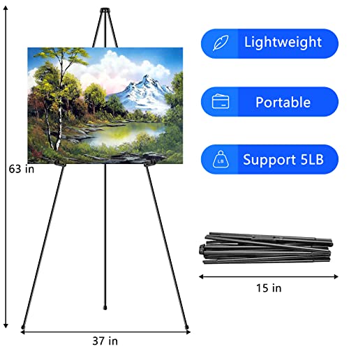 Folding Easel for Wedding Sign Display Adjustable Metal Easel Display Stand for Welcome Sign 63” Tall Display Easel Artist Easel Folding Easel for Display Wedding Sign Instant Display Easel Stand | The Storepaperoomates Retail Market - Fast Affordable Shopping