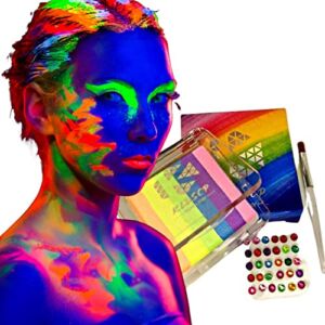 KLDSCP 6 Color Pastel Rainbow Halloween Split Paint Liner | UV NEON | Water Activated | Festival & Party | Rainbow Diamond & Brush Included (3pieces)