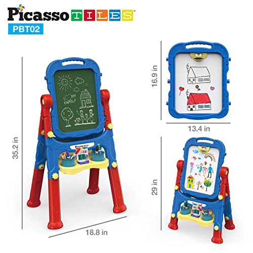 PicassoTiles All-in-one Kids Art Easel Drawing Board, Chalkboard & Whiteboard with Art Accessories, Toddler Toys, Children Learning Tools – Gift for Age 3 to 8 Years Old Kids, Boys, Girls, PBT02 | The Storepaperoomates Retail Market - Fast Affordable Shopping