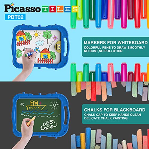 PicassoTiles All-in-one Kids Art Easel Drawing Board, Chalkboard & Whiteboard with Art Accessories, Toddler Toys, Children Learning Tools – Gift for Age 3 to 8 Years Old Kids, Boys, Girls, PBT02 | The Storepaperoomates Retail Market - Fast Affordable Shopping