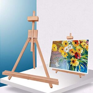 Miratuso Painting Easel, Folding Wooden Tabletop Easel Stand Holds Highest to 21″ Canvas, Portable Desktop Easel Suitable for Artists, Beginners, Students