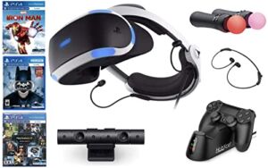 Hubxcel Newest Playtation VR Marvel’s Iron Man VR Bundle: VR Headset, Camera, 2 Move Motion Controllers, Marvel’s Iron Man VR Game + Batman Controller Fast Charging Dock