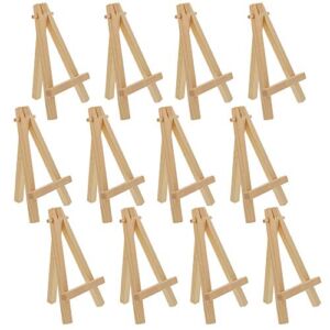U.S. Art Supply 5″ Mini Natural Wood Display Easel (Pack of 12), A-Frame Artist Painting Party Tripod Easel – Tabletop Holder Stand for Small Canvases, Kids Crafts, Business Cards, Signs, Photos, Gift