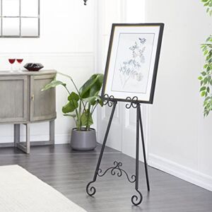 Deco 79 Metal Scroll Large Free Standing Adjustable Display Stand Easel with Chain Support, 21″ x 22″ x 46″, Black