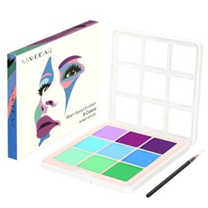 Maydear 9 Colors Water Activated Colorful Eyeliner Gel Palette, Body Face Paint Makeup – Quiet Colors