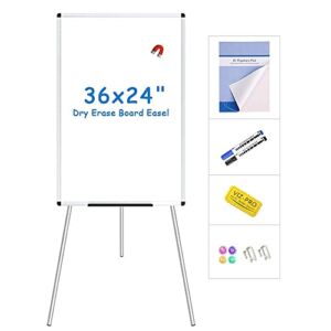 VIZ-PRO Magnetic Whiteboard Easel, 36 x 24 Inches, Portable Dry Erase Board Height Adjustable for School Office and Home