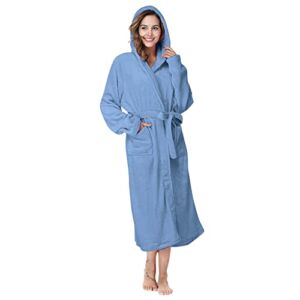 Robes for Women Linen Lightweight Long Waffle Kimono Unisex Spa Robes for Women and Men #a15 Blue