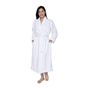 Mansfield, Unisex Spa Microfiber Shimmer Lined Shawl Collar Robe, White, O/S