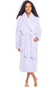 Alexander Del Rossa Women’s Plush Fleece Robe, Warm Shaggy Bathrobe, Small-Medium Lavender (A0302LAVMD)