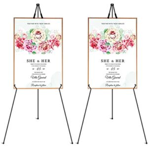 Display Easel Stand for Wedding Sign, 63″ Folding Art Easel with Carry Bag, Portable Tripod for Painting, Posters, Signs, Artwork & Trade Exhibitions, Black (2 Pack)