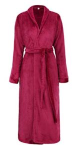 Simplicity Unisex Plush Bath Kimono Robe w/ Retail Packaging Tie Closure Wine, One Size