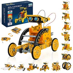 STEM Solar Robot Toys 12-in-1, 190 Pieces Solar and Cell Powered 2 in 1, Educational DIY Assembly Kit Science Building Set Gifts for Kids Aged 8+