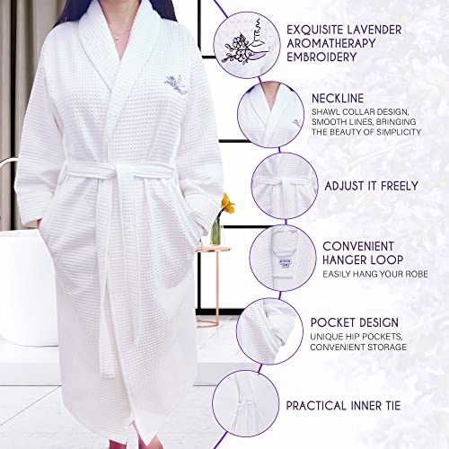 ELYSIA – Luxury Cotton Waffle Knit Robe with Hair Towel Wrap Set for Women – Hotel Spa Robe 100% Turkish Cotton Shawl Collar, Large/Extra Large | The Storepaperoomates Retail Market - Fast Affordable Shopping