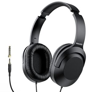 Philips Over Ear Wired Stereo Headphones for Podcasts, Studio Monitoring and Recording Headset for Computer, Keyboard and Guitar with 6.3 mm (1/4″) Add On Adapter