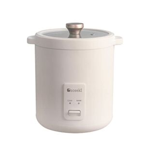 soseki Small Rice Cooker, 2 Cups Uncooked Mini Rice Cooker, 1.2L(1.3 QT) Protable Rice Cooker For 1-2 people, 120V Rice Maker For Oatmeal,Macaroni,Borscht,Hot Pot (Pearl White)