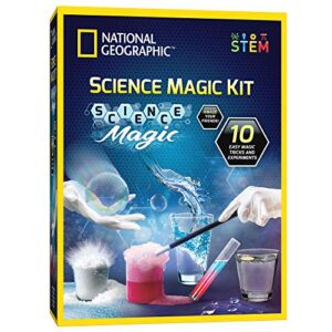 NATIONAL GEOGRAPHIC Magic Chemistry Set – Perform 10 Amazing Easy Tricks with Science, Create a Magic Show with White Gloves & Magic Wand, Great STEM Learning Science Kit for Boys and Girls