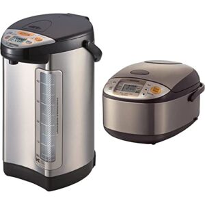 Zojirushi America CV-DCC50XT VE Hybrid Water Boiler And Warmer, 5-Liter, Stainless Dark Brown & Zojirushi NS-TSC10 5-1/2-Cup (Uncooked) Micom Rice Cooker and Warmer, 1.0-Liter