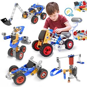 HISTOYE Stem Building Toys for Boys Age 8-12,Stem Robot Kits for Boys 6-12,5 in 1 Erector Set for Boys 8-12,Electric Powered DIY Engineering Building Blocks Toys Gifts for 5 6 7 8 9+Years Old Boy