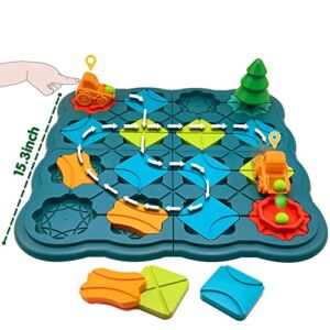 Kids Toys STEM Board Games – Smart Logical Road Builder Brain Teasers Puzzles for 3 to 4 5 6 7 Year Old Boys Girls, Educational Montessori Xmas Gifts for Ages 3-5 4-8 Preschool Classroom Learning
