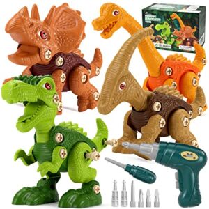 Jasonwell Kids Building Dinosaur Toys – Boys STEM Educational Take Apart Construction Set Learning Kit Creative Activities Playset Birthday Gifts for Toddlers Girls Age 3 4 5 6 7 8 + Years Old (4Dino)