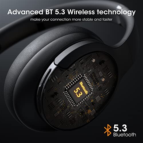 DOQAUS Bluetooth Headphones Wireless, 52H Playtime Bluetooth 5.3 Wireless Over Ear Headphones with Built-in HD Mic, 3 EQ Modes, HiFi Stereo Sound, Deep Bass, Memory Foam Ear Cups, for Phone/PC(Black) | The Storepaperoomates Retail Market - Fast Affordable Shopping