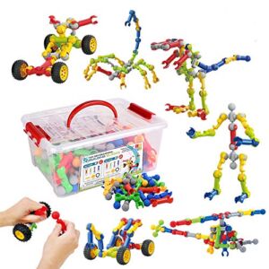 Huaker Kids Building STEM Toys ,125 Pcs Educational Construction Engineering Building Blocks Kit for Ages 3 4 5 6 7 8 9 10 Year Old Boys and Girls ,Best Gift for Kids Creative Games & Fun Activity