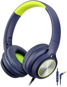 Kids Headphones with Microphone, Wired Over Ear Headsets with Limited Volume 85dB/ 94dB for Boys Girls Teens Children Online School/Travel/iPad/Tablet/Cellphone