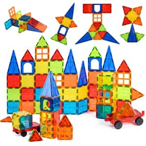 Nutty Toys Magnetic Tiles & Car 30 pk STEM Educational Magnet Building Blocks Top Kids Toddler Activities Birthday Gift for Age 3 4 5 6 7 8 Year Old Best Boy Girl Christmas Stocking Stuffers Idea 2022