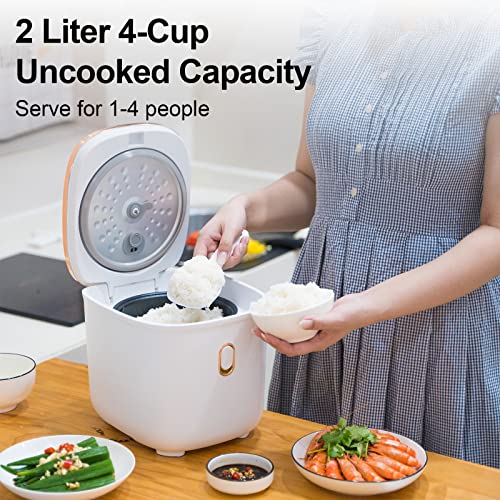 RUNHU Rice Cooker, 4 Cups Uncooked Mini Rice Cooker, 2L(2.1 QT) Protable Rice Cooker for 1-4 people, 120V Rice Maker with 24 Hours Timer Delay&Keep Warm Function for Soups,Stews,Grains,Oatmeal (White) | The Storepaperoomates Retail Market - Fast Affordable Shopping