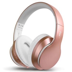 Bluetooth Headphones Over Ear Esonstyle Foldable Wireless and Wired Stereo Headset with Mic Soft Earmuffs Light Weight for Phone TV PC Online Class Home Office(Rose Gold)