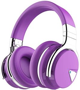 meidongg Active Noise Cancelling Bluetooth Wireless Over Ear Headphones with Mircophone, 30H Playtime,Deep Bass, Comfortable Protein Earpads, for Travel, Home, Office (Purple)